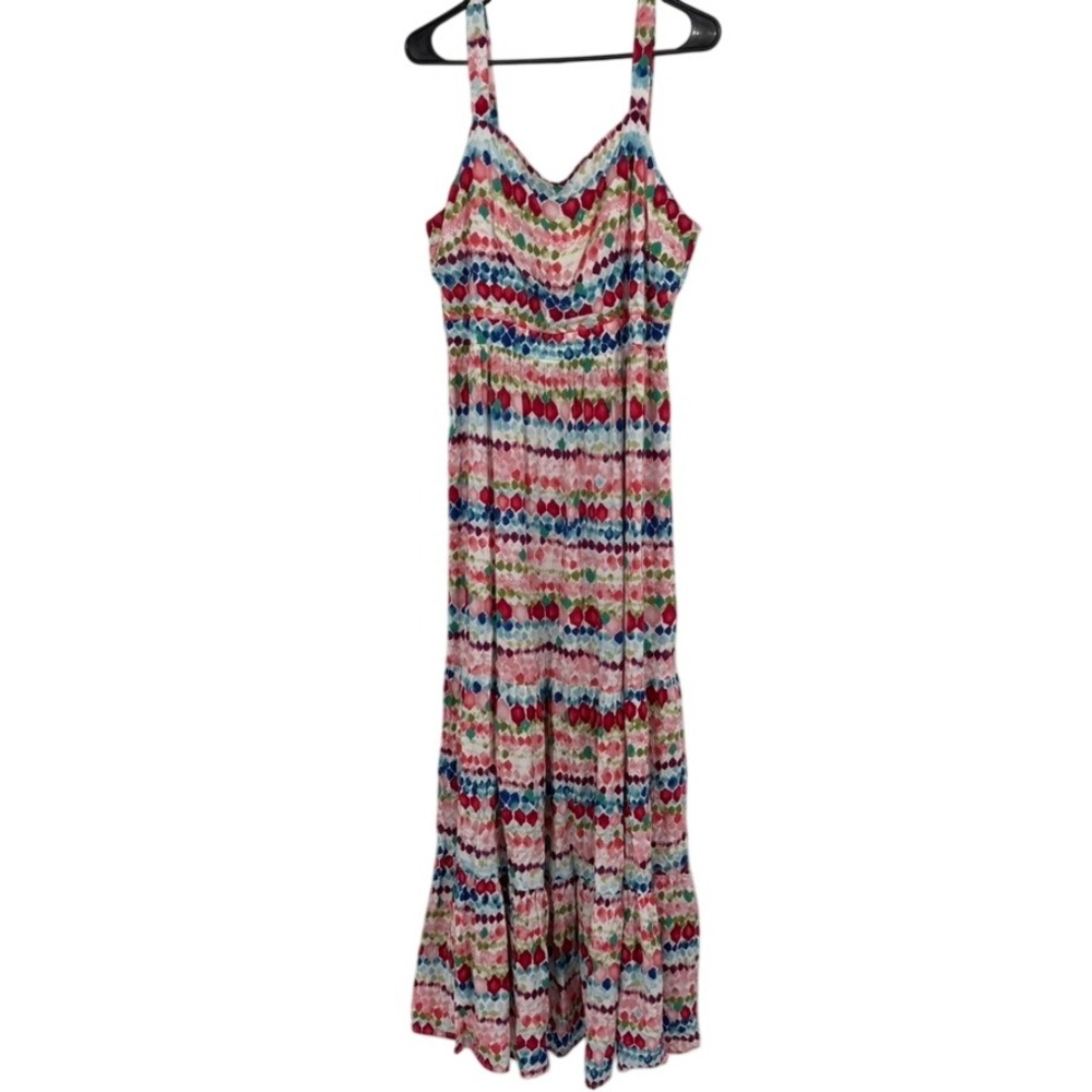 NWT Francesca's Miami Maxi Dress Women XL Multi Color Abstract Tiered V-Neck